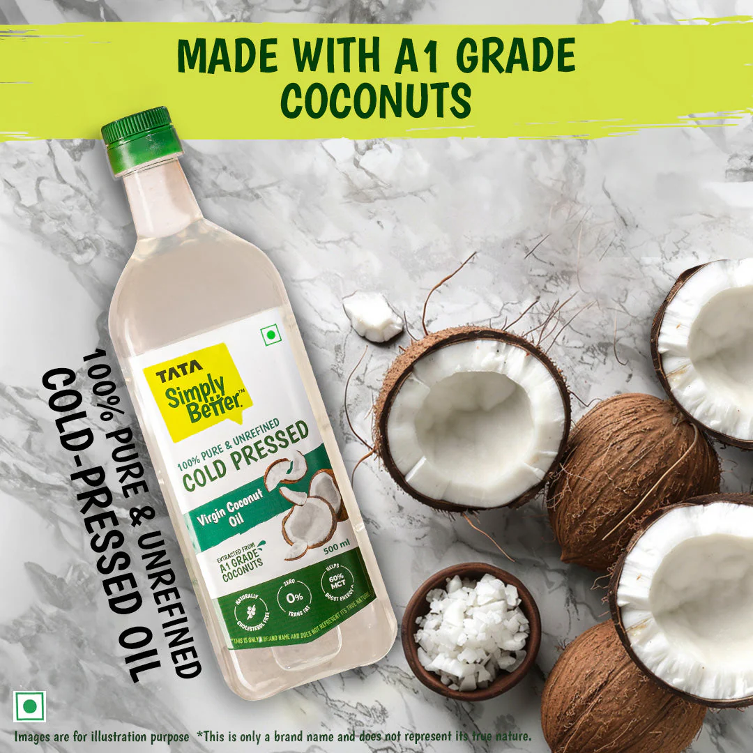 Tata Simply Better Virgin Coconut Oil 500 ml | 100% Pure, Unrefined & Cold-pressed | Hexane-Free - Image 5